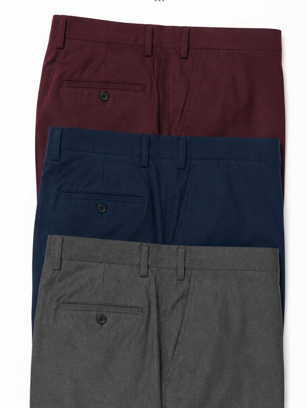(3) Egara Slim Fit Dress Pants - Burgundy, Blue, Sage Green, 42x32